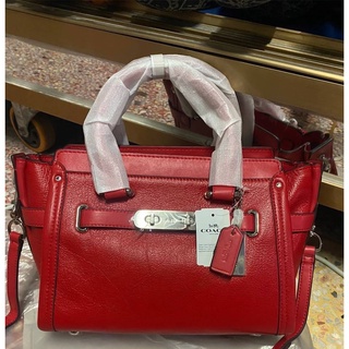 COACH SWAGGER 27 IN PEBBLE LEATHER (COACH F34816) LIGHT GOLD/RED