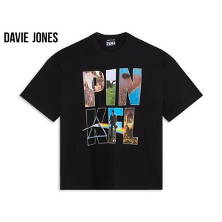 DAVIE JONES เสื้อยืดโอเวอร์ไซส์ พิมพ์ลาย สีดำ Graphic Print Oversize Extra T-Shirt in black WA0148BK