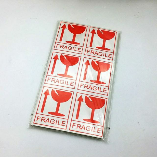 300PCS 8.2 ซม.X 7 ซม.FRAGILE สติ๊กเกอร์ WARNING LABEL POSLAJU COURIER สติ๊กเกอร์ MUDAH PECAH - King