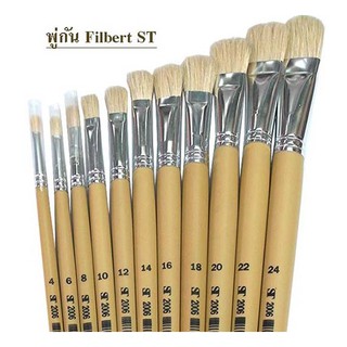 KTS (ศูนย์เครื่องเขียน) พู่กัน ST 2006 ชนิด หัวแบน ขนขาว (No. 14-24) เลือกเบอร์ได้