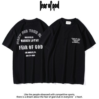 FEAR OF GOD ใหม่เสื้อยืดแฟชั่นคริสมาสต์ยีพิมพ์ผ้าฝ้ายหลวมแขนสั้นเสื้อยืด