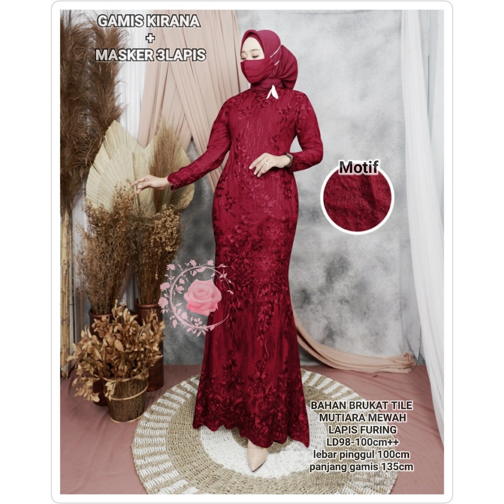 KARINA MERMAID DRESS / PEARL TILE BRUCADE / FREE MASK / WEDDING DRESS