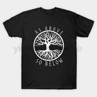 [S-5XL] เสื้อยืด ผ้าฝ้าย พิมพ์ลายต้นไม้ As Above So Below Paganism Tree Of Life Yggdrasilsd สําหรับผู้ชาย