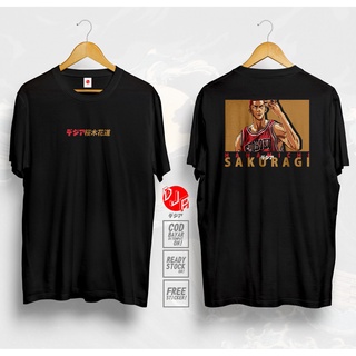 เสื้อขาว เสือยืดผู้ชาย แขนสั้นหวีผ้าฝ้าย Hanamichi Sakuragi อะนิเมะออกแบบเสื้อยืดสําหรับ Unisex nlJ