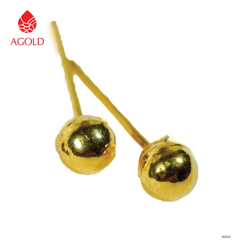 AGOLD ต่างหูทอง 0.6 คละลาย (แป้นพลาสติก) ทองคำแท้ 96.5%