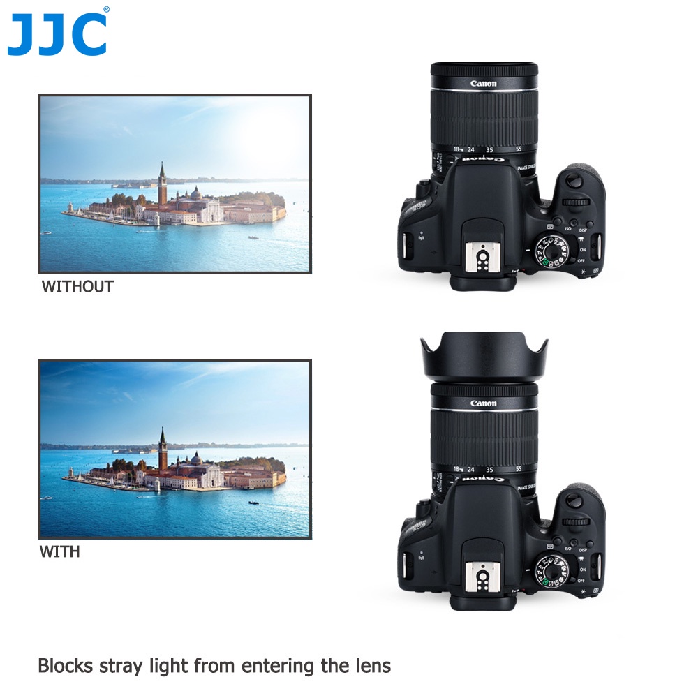 JJC เลนส์ฮู้ด EW-63C แบบเปลี่ยน สําหรับ Canon RF 24-50mm F4.5-6.3 IS STM/ EF-S 18-55mm F3.5-5.6 IS STM/ EF-S 18-55mm F4-5.6 IS STM/ RF-S 14-30mm F4-6.3 IS STM PZ