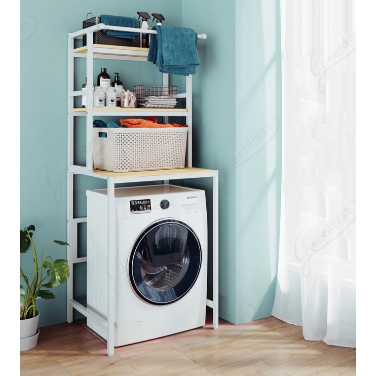 ✾❁❅Greenforst ชั้นเอนกประสงค์สำหรับครอบเครื่องซักผ้า ชั้นวางของบนเครื่องซักผ้า (เหมาะสำหรับฝาหน้า) รุ่น 2124