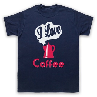 tshirtเสื้อยืดคอกลมฤดูร้อนเสื้อยืด พิมพ์ลาย I Love Coffee Slogan Morning Drink Caffeine พลัสไซซ์ ของขวัญคริสต์มาส สําหรั