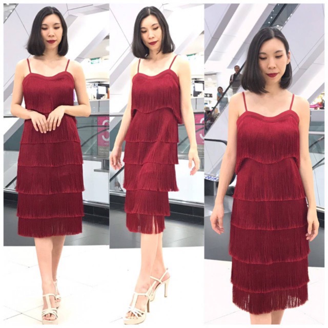 Gasby dress ชุดออกงาน สีส้มอิฐ แดงเลือดหมู ชมพูนู้ด