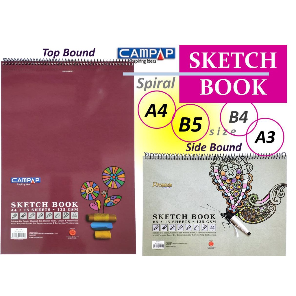 Campap Sketch Book Drawing Sketch Pad Drawing Block (Kertas Lukisan Sketsa)