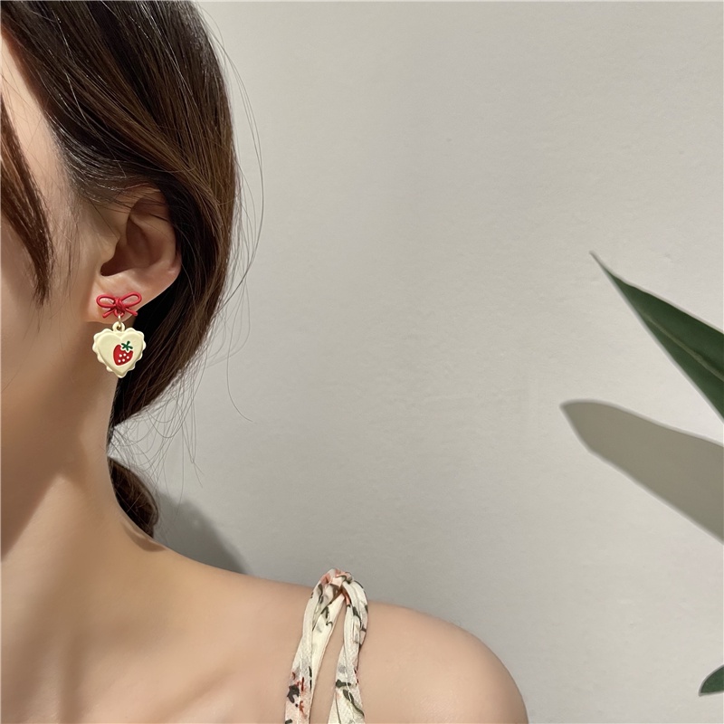 Korean Version Of S925 ต่างหูรูปสตรอเบอร์รี่สไตล์เกาหลีสําหรับผู้หญิง - รูปที่ 6