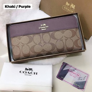 Coach กระเป๋าสตางค์ใบยาว ซิปรอบ