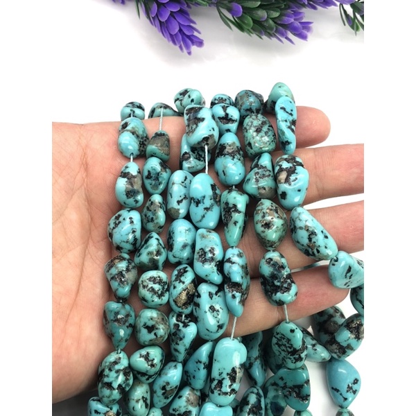 Natural Turquoise Nuggets 12-14 mm Necklace Genuine kingman  Turquoise Dark Bluish Green Turquoise N