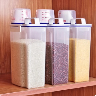 1.5L/2.5L/3L Transparent Moisture Proof Sealed Rice Barrel / Kitchen Grain Keep Fresh Container Storage Box  with Measuring Cup