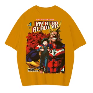 เสื้อยืด โอเวอร์ไซซ์ พิมพ์ลายอนิเมะ NO HERO ACADEMIA VINTAGE TEE (เสื้อยืดสีเหลืองมัสตาร์ด)