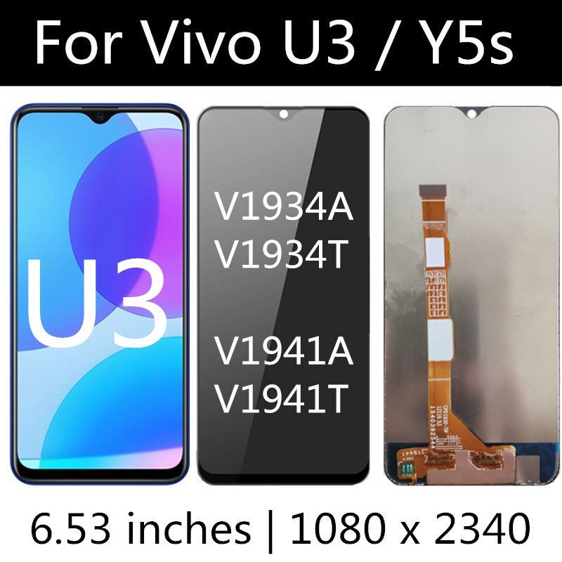 6.53" LCD สําหรับ VIVO Y19 Y5s U3 V1941A V1941T จอแสดงผล LCD Touch Screen Assembly เปลี่ยน
