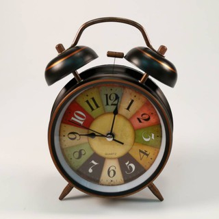 นาฬิกาปลุก ทรงกลมมีหู สไตล์วินเทจ นาฬิกาปลุกตั้งโต๊ะ (12.5*1…