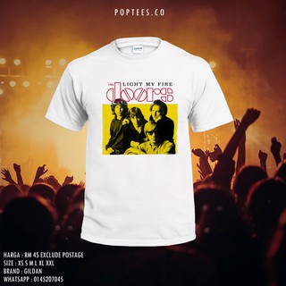 เสื้อยืดผ้าฝ้ายCOTTON เสื้อยืดผ้าฝ้าย 100% พิมพ์ลายกราฟิก The DOORS BAND GILDAN UNISEXS-5XL