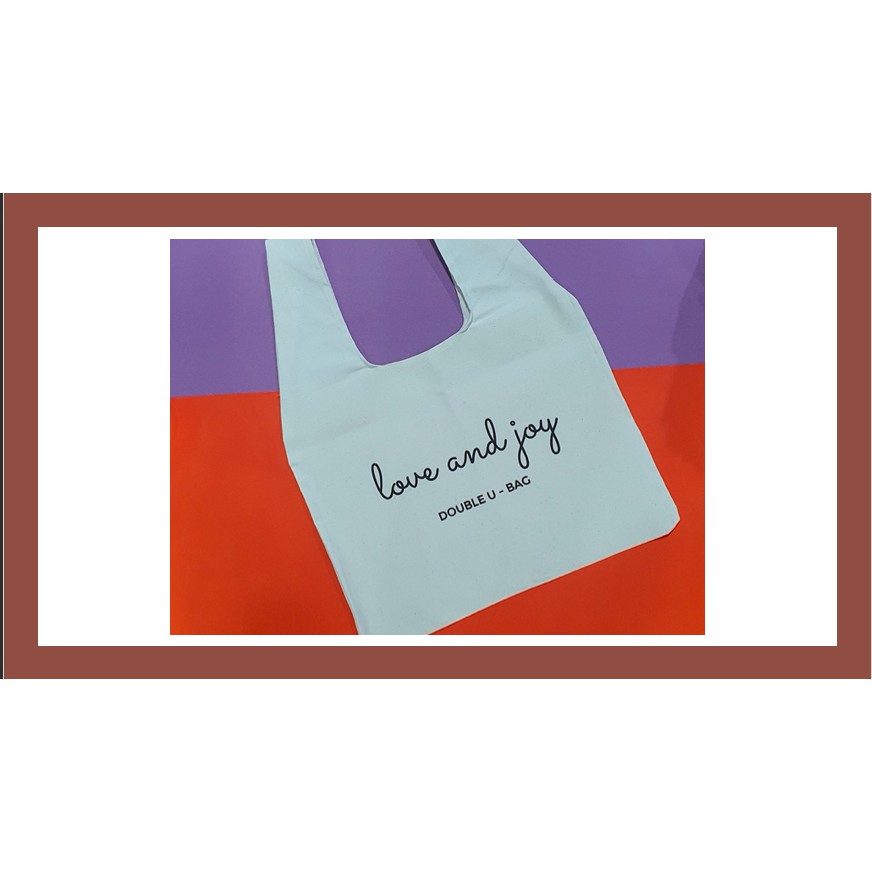 ถุงผ้าดิบหนา ขนาดกระทัดรัด ทรงถุงพลาสติก HOBO BAG รุ่น LOVE AND JOY - DOUBLE U BAG - รูปที่ 5