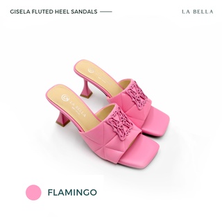 LA BELLA รุ่น GISELA FLUTED HEEL SANDALS - FLAMINGO