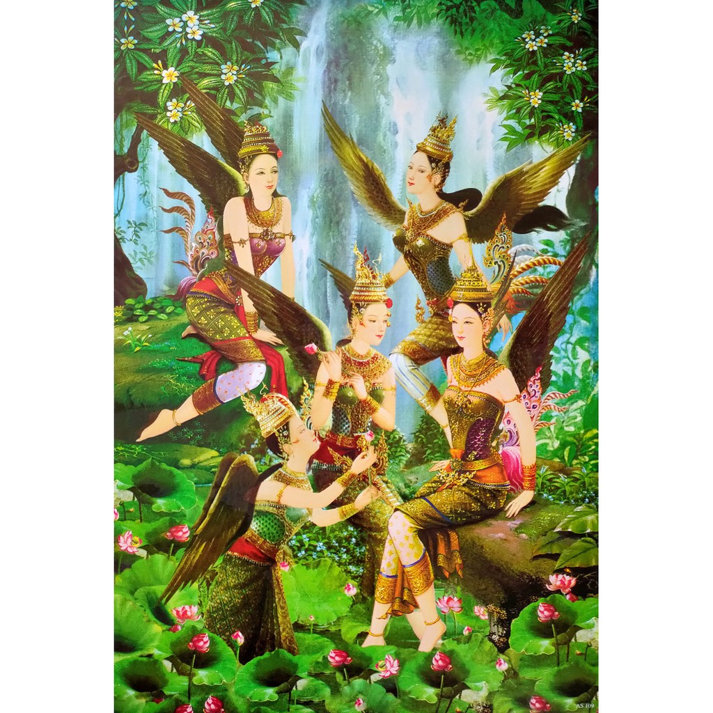 โปสเตอร์ รูปวาด กินรี วรรณคดีไทย Women Literature Kinnaree Manora POSTER 24”X35” Inch Painting Siam 