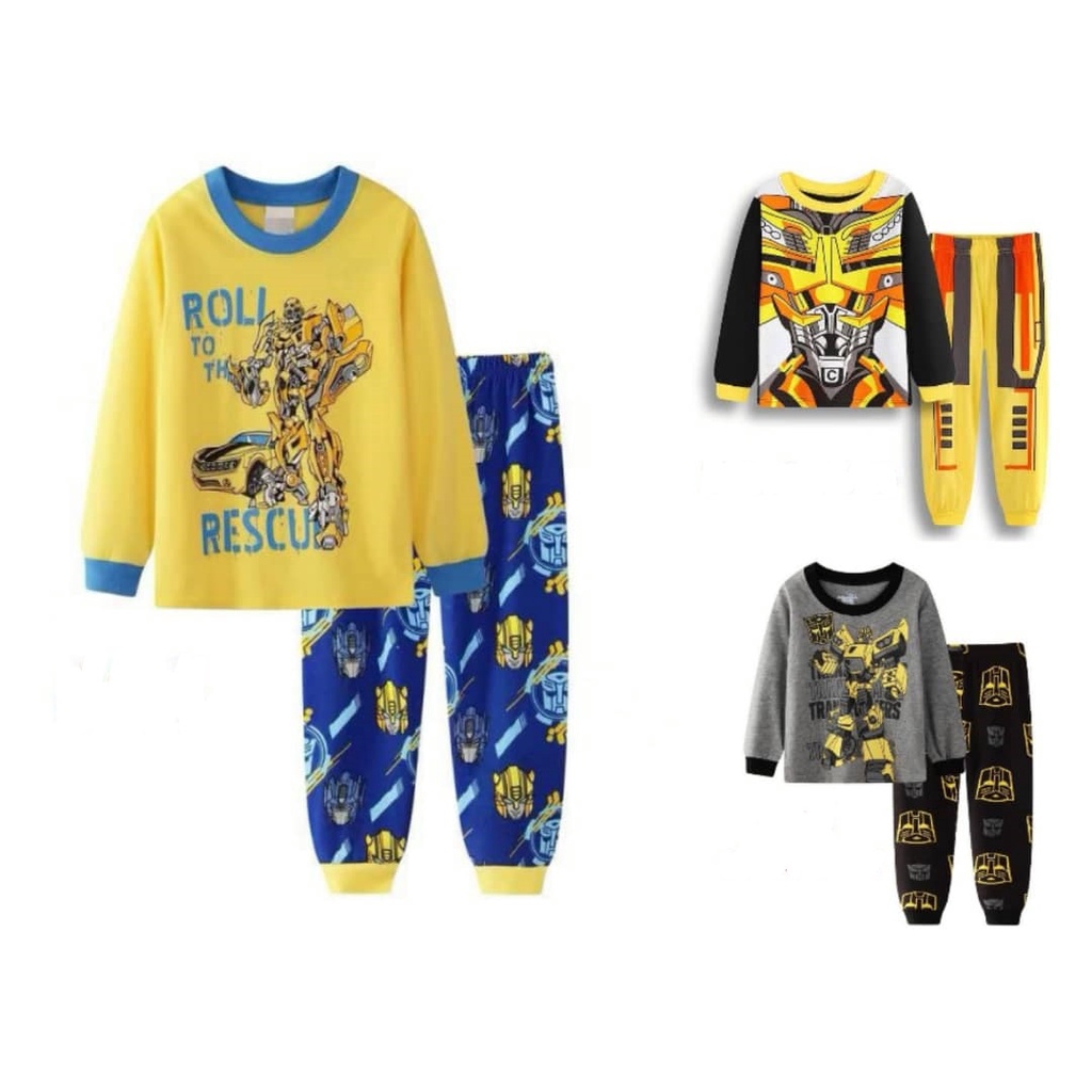 Transformer Bumblebee ชุดนอนผ้าฝ้าย Transformer ชุดนอนเด็กชุด Transformer Baju Tidur 1-7y ชุดนอนผ้าฝ้ายเด็กชาย - รูปที่ 3