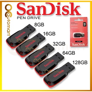 Sandisk แฟลชไดรฟ์ Cruzer Blade CZ50 USB 2.0 (16GB 32GB 64GB 128GB)