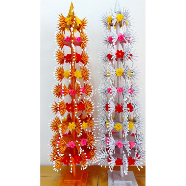 🙏 บายศรี 🙏 บายศรีหลัก 9 ชั้น สูงประมาณ 90 ซม. สีเงิน-สีทอง งานสวยเหมือนของจริง งานปราณีต ราคาโรงงาน