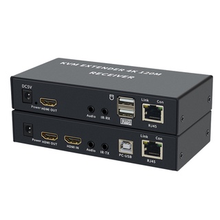 KVM Extender 4K 120M กล่องเพิ่มความยาวสายสัญญาณ HDMI เม้าส์และคีย์บอร์ด แบบความเสถียรและคุณภาพสูง เพิ่มระยะทางได้ถึง 60