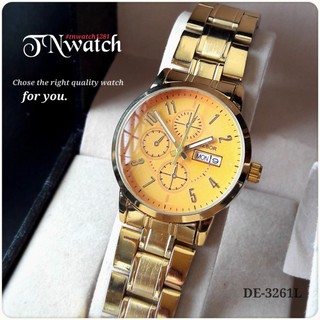 นาฬิกาผู้หญิง debor รุ่น DE-3261 สีทอง(DAY/DATE)