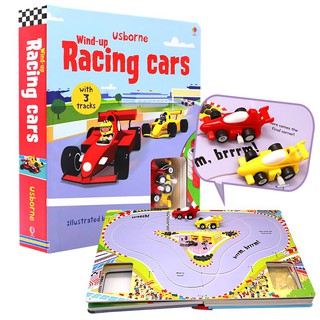 หนังสือนิทานภาษาอังกฤษ Wind-up Racing Cars แถมรถแข่งไขลาน มีรางวิ่งในหนังสือได้ [A]