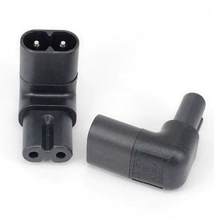 อะแดปเตอร์ ไฟ AC แบบ 2Pin 1Pc IEC320 2-Pin C7 Female To C8 Male Right Angled AC Power Adapter Converter.