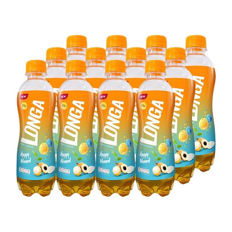 P80 Longa (พี 80 ลองก้า)น้ำลำไยซ่า  ให้ความซ่าสดชื่น!! ขนาด 325 ml. Pack 12 ขวด