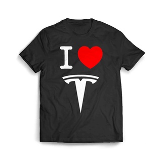 เสื้อผ้าผชเสื้อยืด ลาย I Heart Tesla 2S-5XL