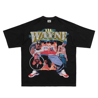 Rulee เสื้อยืดแขนสั้น พิมพ์ลาย Lil Wayne สีดํา สไตล์ฮิปฮอป