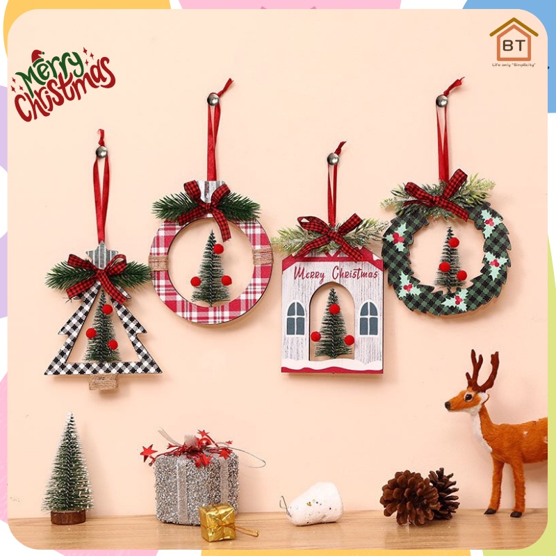 [BT]พร้อมส่ง ของตกแต่งวันคริสมาสต์ แขวนประตู แขวนหน้าต่าง Christmas Wreath ผลิตจากไม้แท้