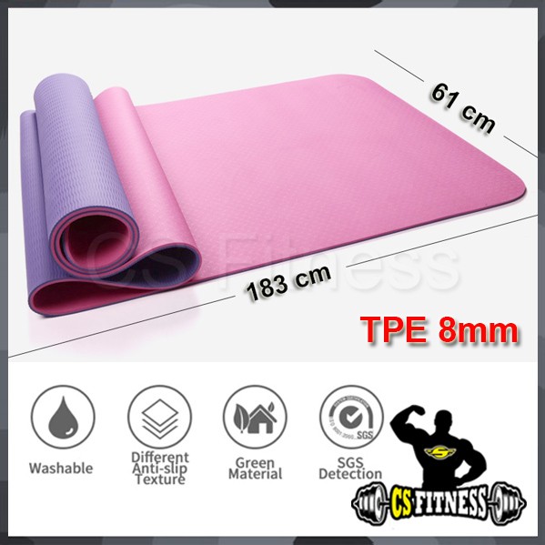 เสื่อโยคะ TPE 8mm รุ่นหนาพิเศษ สี 2 โทน - TPE yoga mat 8 mm รูปที่ 4