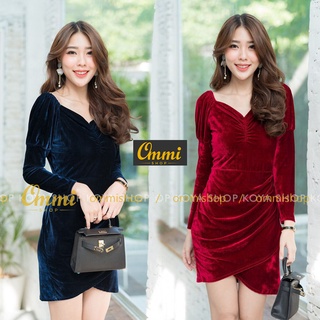 10898 ชุดราตรีสั้น กำมะหยี่ เรียบหรู ไฮโซ ommishop tw