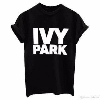 ถูกสุดๆ เสื้อยืดลําลอง ผ้าฝ้าย แขนสั้น คอกลม พิมพ์ลาย IVY PARK ทรงหลวม สีขาว สีดํา สําหรับผู้ชาย TR626WE31212