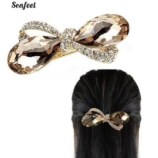 แวววาวมุกประกายมุก Rhinestone Bowknot Barrette คลิปหนีบผม