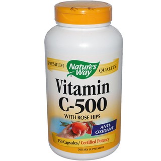 Natures Way, Vitamin C-500 with Rose Hips, 250 Capsules