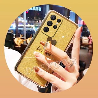 ใหม่ เคส Samsung Galaxy S22 Ultra S22+ Plus 5G 2022 New Casing Bling Glitter Be Loved Phone Cell Case Hardcase with Ring Holder Back Cover เคสโทรศัพท์ ซัมซุงS22 GalaxyS22 S22Ultra
