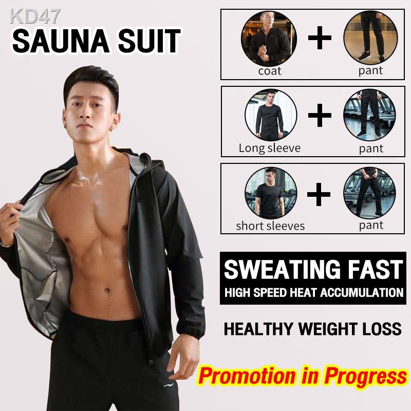 COD﹍ Fitness weight loss Sauna Suit Sweat Suit for men ft sweating tra