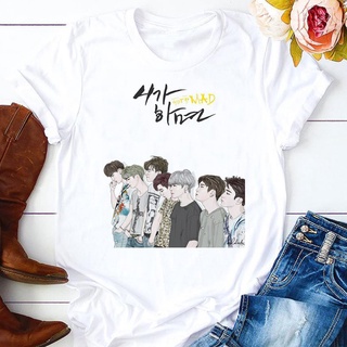 got7 top เสื้อยืดแขนสั้นเกาหลี roses fantasy t shirt pattern Women demon korean style t-shirt Ulzzang เสื้อเช