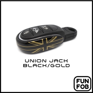 กรอบกุญแจโลหะเข้ารูปแต่ง แบบ Slim ลาย Union Jack (Gold/Black)  [สำหรับ Gen3 NEW MINI รุ่น F54/F55/F56/F57/F60]