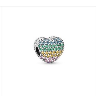 Pandora Heart Silver Clip with Mixed Colours of