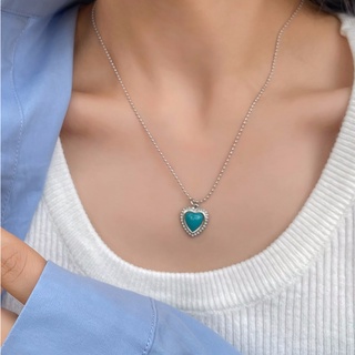 สร้อยคอจี้หัวใจคราม Green Heart Charm Necklace