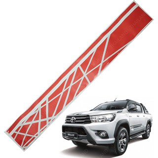 สติ๊กเกอร์ Sticker คาดฝากระโปรงหน้า ลาย TRD สีแดง สำหรับ Toyota Hilux Revo ปี 2015-2017