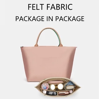 LONGCHAMP กระเป๋าถือ กระเป๋าเครื่องสําอาง ผ้าสักหลาด แต่งหูหิ้ว สําหรับผู้หญิง