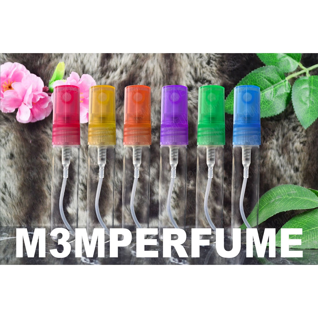 ขวดปากกาใส ฝาสี (คละสี) หัวสเปรย์ 5 ml (ราคา/1โหล) (ขวดแก้ว)